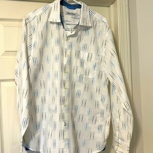 New without tags, Men’s Large TOMMY BAHAMA Button Up Long Sleeve. White/Blue/Bro